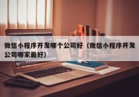 微信小程序開發(fā)哪個公司好（微信小程序開發(fā)公司哪家最好）