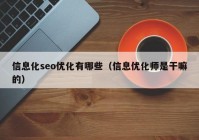 信息化seo優(yōu)化有哪些（信息優(yōu)化師是干嘛的）